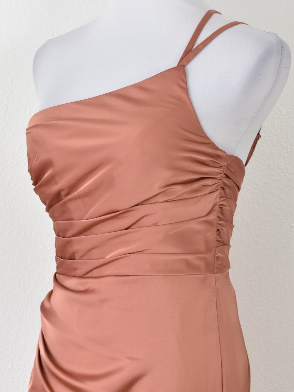Azazie EREN Cedar Rose Mermaid One Shoulder Stretch Satin Dress NEW - 4 - Picture 7 of 11